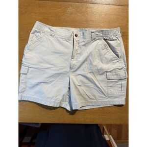 Vintage LL Bean Hiking Cargo Shorts White 40 Blue Comfort‎ Waist Outdoor Trail